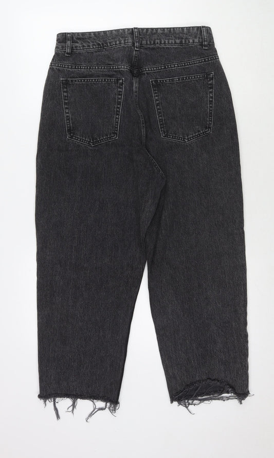 ASOS Womens Black Cotton Wide-Leg Jeans Size 30 in L32 in Regular Zip