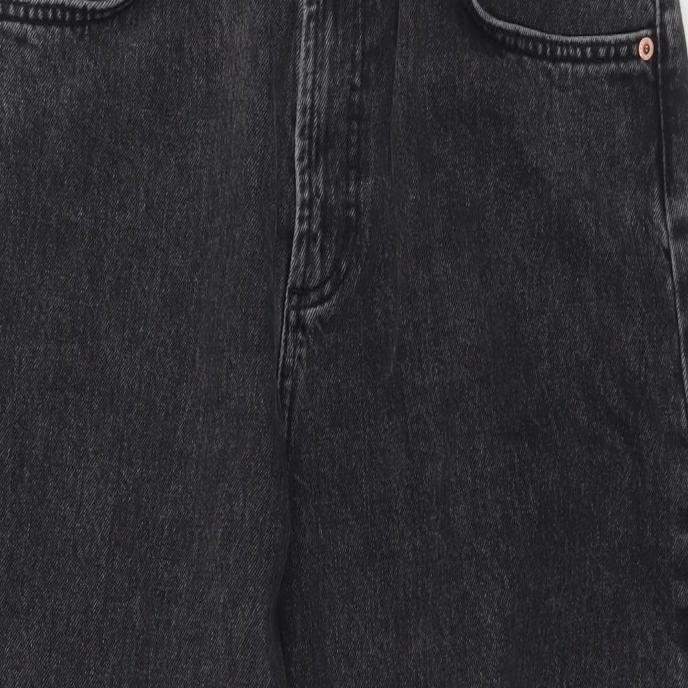 ASOS Womens Black Cotton Wide-Leg Jeans Size 30 in L32 in Regular Zip