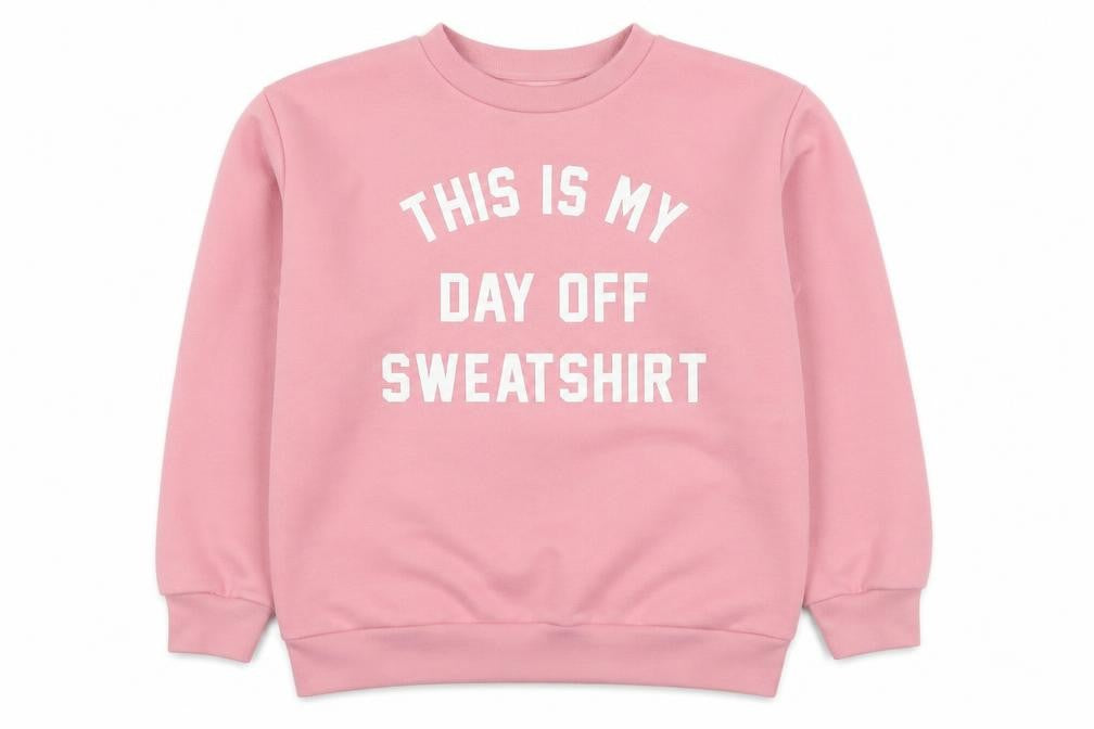 Front view of Oui women’s pink acrylic pullover sweatshirt, size S, pullover -, size S/m my day off sweatshirt