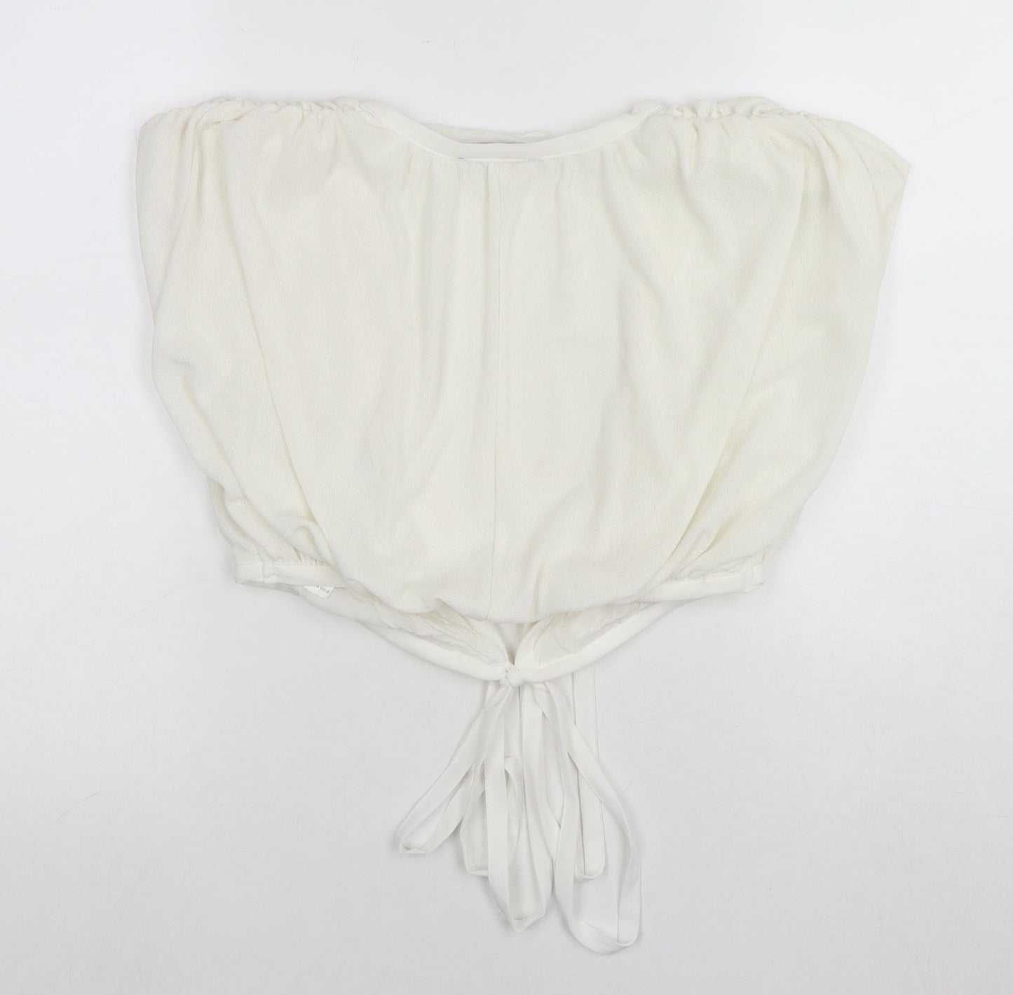 Zara Womens White Polyester Wrap Blouse Size S V-Neck