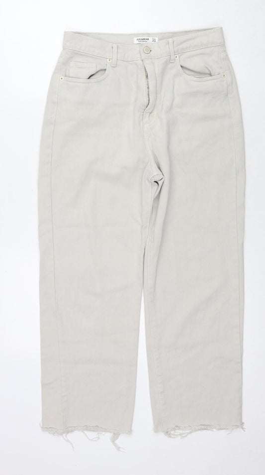 Pull&Bear Womens Grey Cotton Straight Jeans Size 10 L25 in Regular Zip