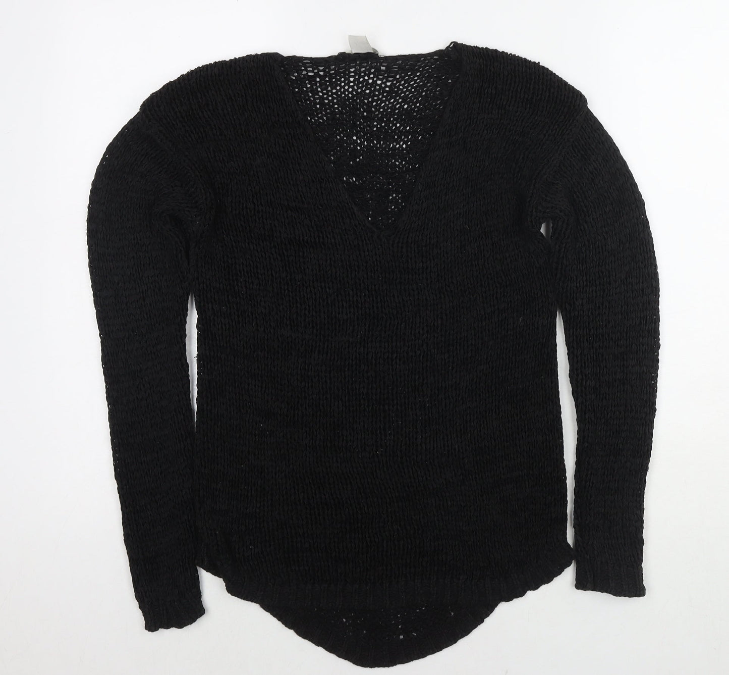 H&M Womens Black V-Neck Acrylic Pullover Jumper Size S