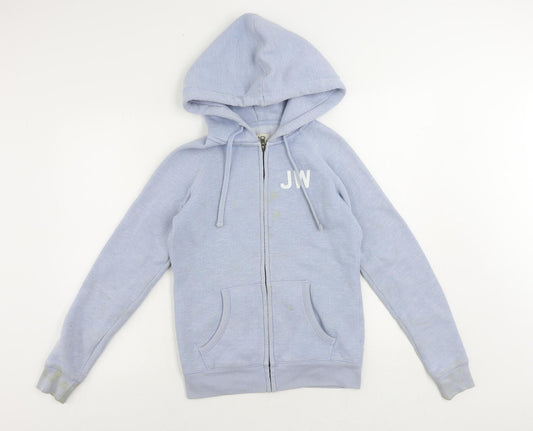 Jack Wills Womens Blue Polyester Full Zip Hoodie Size 6 Zip - Vintage Logo