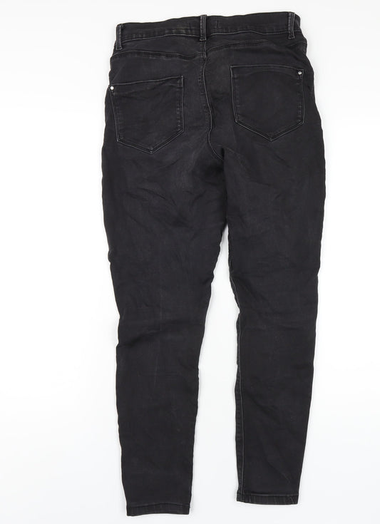 Dorothy Perkins Womens Black Cotton Skinny Jeans Size 12 L28 in Regular Zip