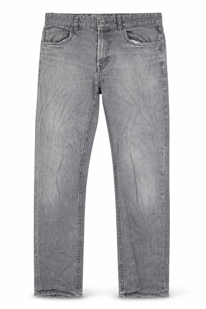 Red Herring Mens Grey Cotton Straight Jeans Size 32 in L28 in Regular Zip