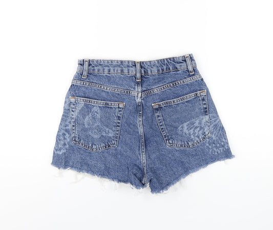 Denim & Co. Womens Blue Cotton Cut-Off Shorts Size 8 Regular Zip