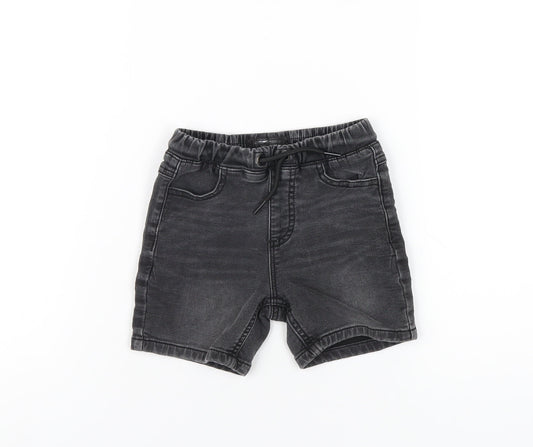NEXT Boys Black Cotton Bermuda Shorts Size 2 Years Regular Drawstring