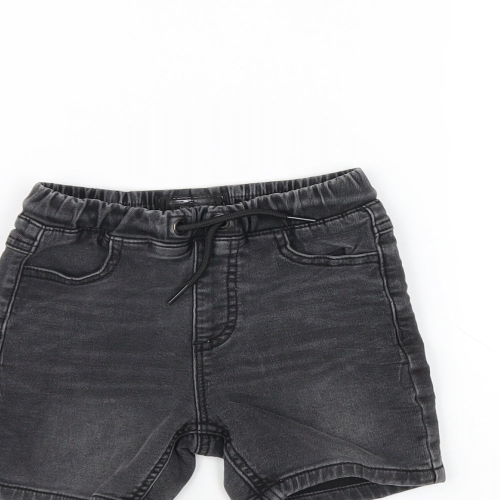 NEXT Boys Black Cotton Bermuda Shorts Size 2 Years Regular Drawstring