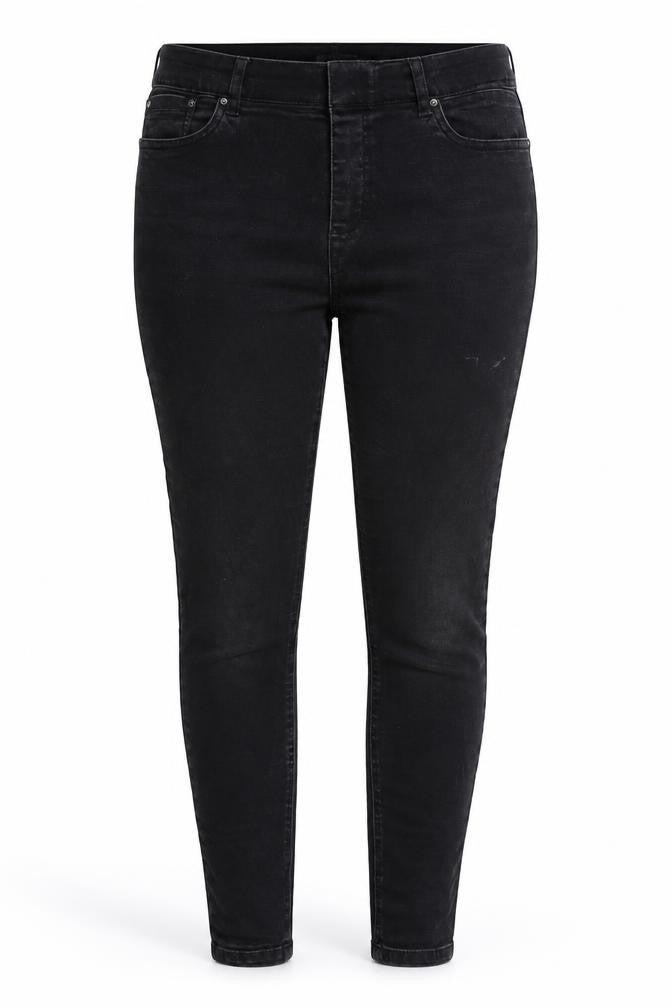 Front view of Soon women’s black cotton jegging jeans, size UK 12, 30-inch leg regular