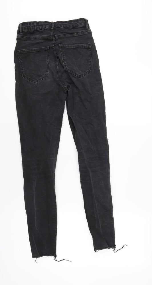 Zara Womens Black Cotton Skinny Jeans Size 8 L28 in Regular Zip
