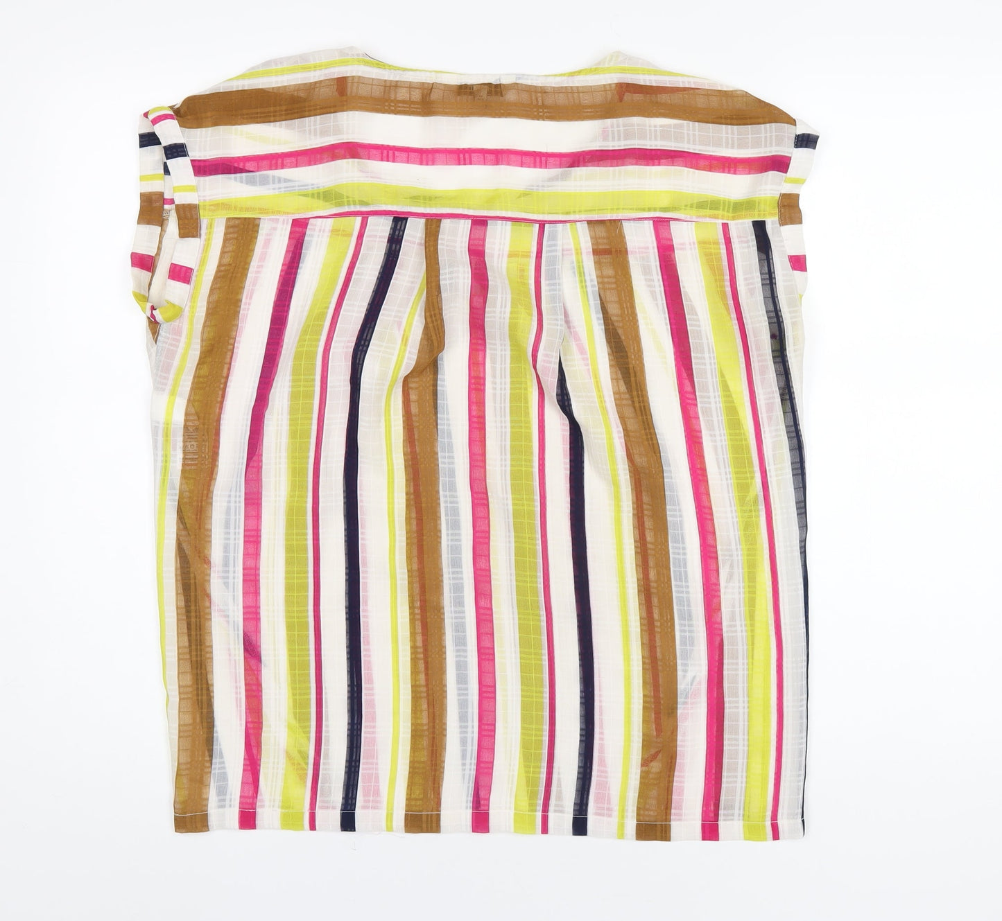 NEXT Womens Multicoloured Striped Polyester Basic T-Shirt Size 12 Round Neck