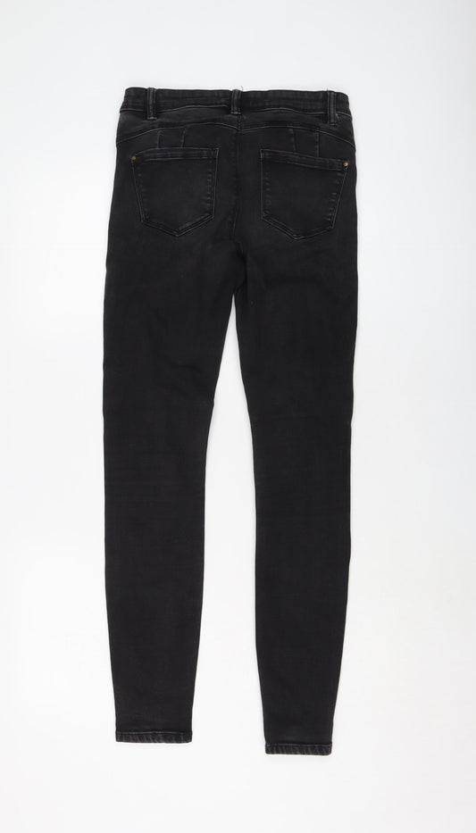 Denim & Co. Womens Grey Cotton Skinny Jeans Size 10 L29 in Regular Button