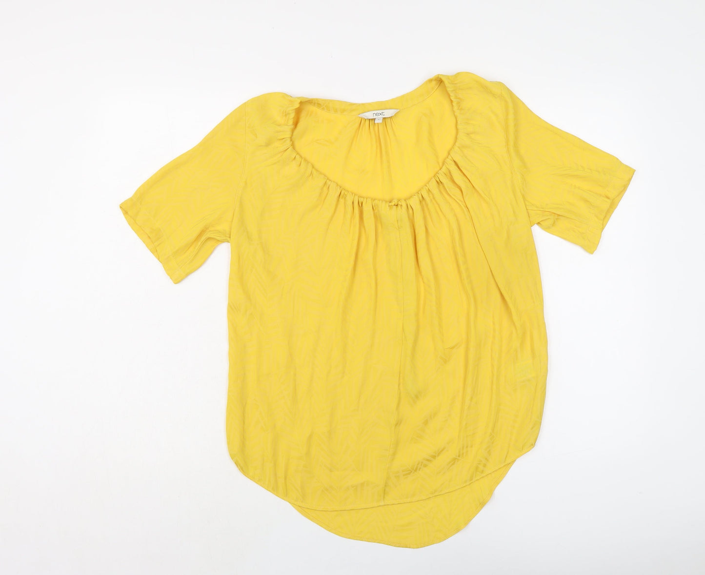 NEXT Womens Yellow Polyester Basic Button-Up Size 8 Round Neck