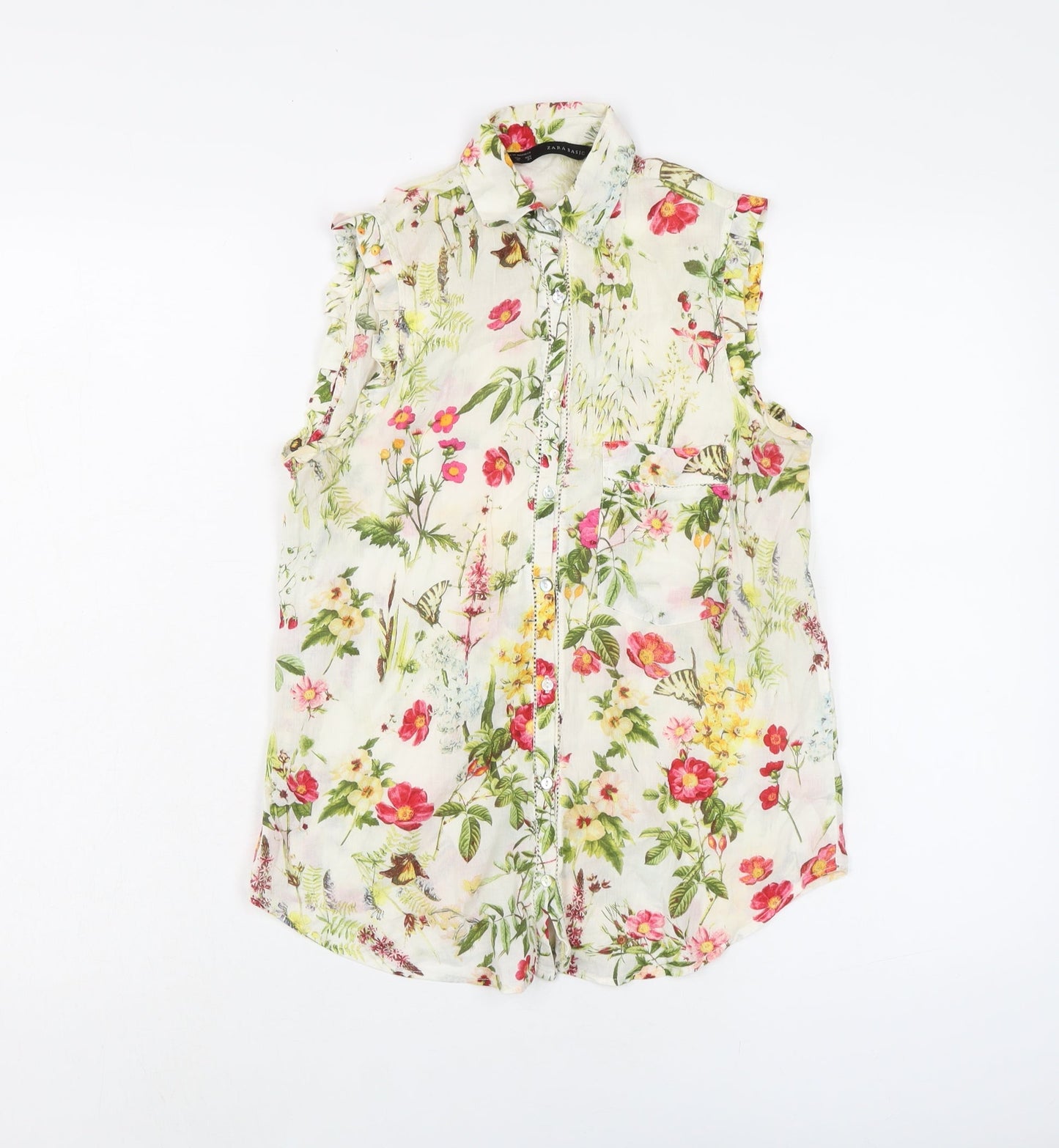 Zara Womens Multicoloured Fair Isle Polyester Basic Blouse Size XS Collared
