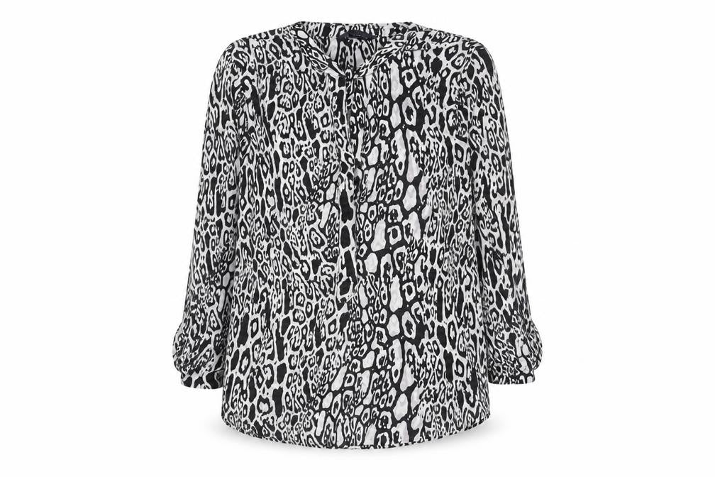 Marks and Spencer Womens Black Geometric Viscose Basic Blouse Size 8 V-Neck