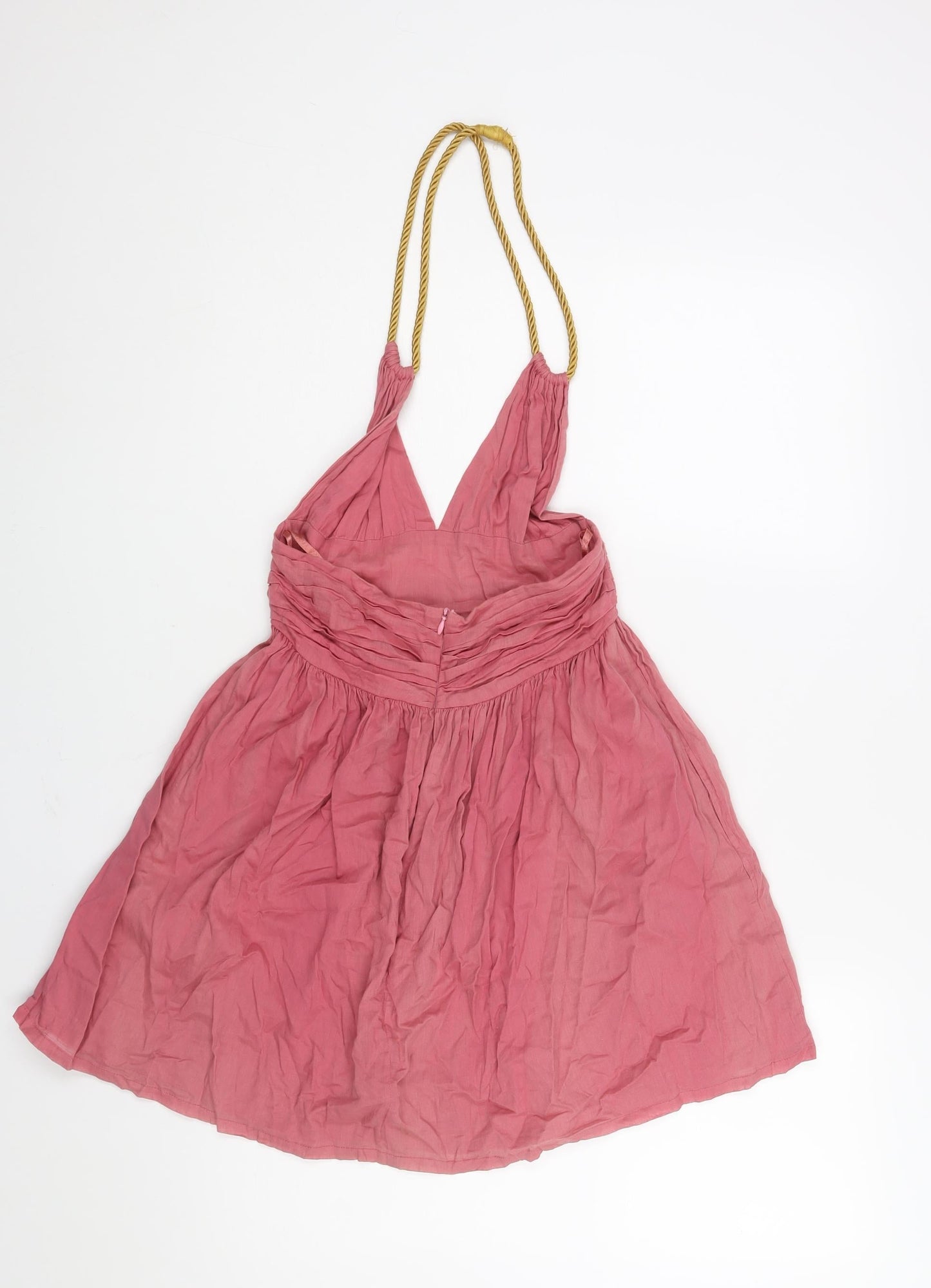 Topshop Womens Pink Cotton A-Line Size 8 Halter Zip - Rope Strap