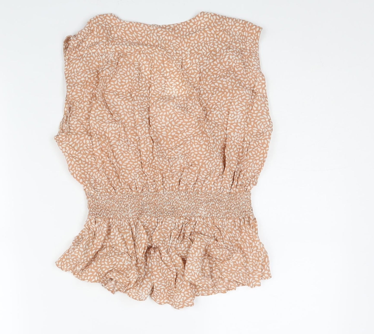 H&M Womens Brown Geometric Viscose Camisole Blouse Size 10 V-Neck - Peplum