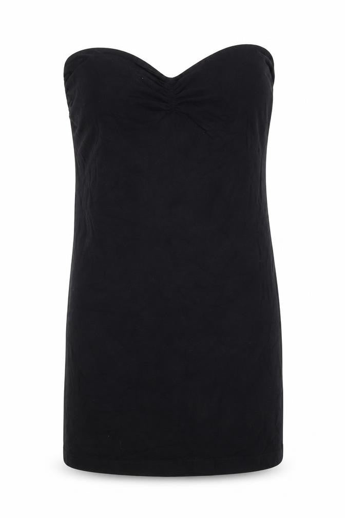 Front view of Miss Selfridge women’s black cotton mini, size UK 14, sweetheart pullover
