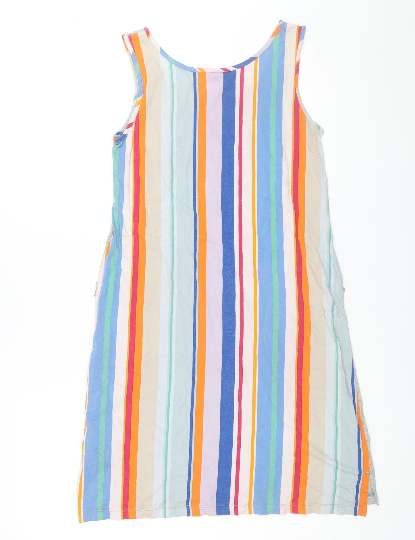 Uniqlo Womens Multicoloured Cotton Tank Dress Size S Scoop Neck Pullover - Stripe Back Print