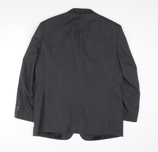Brook Taverner Mens Grey Striped Polyester Jacket Suit Jacket Size 42 Regular
