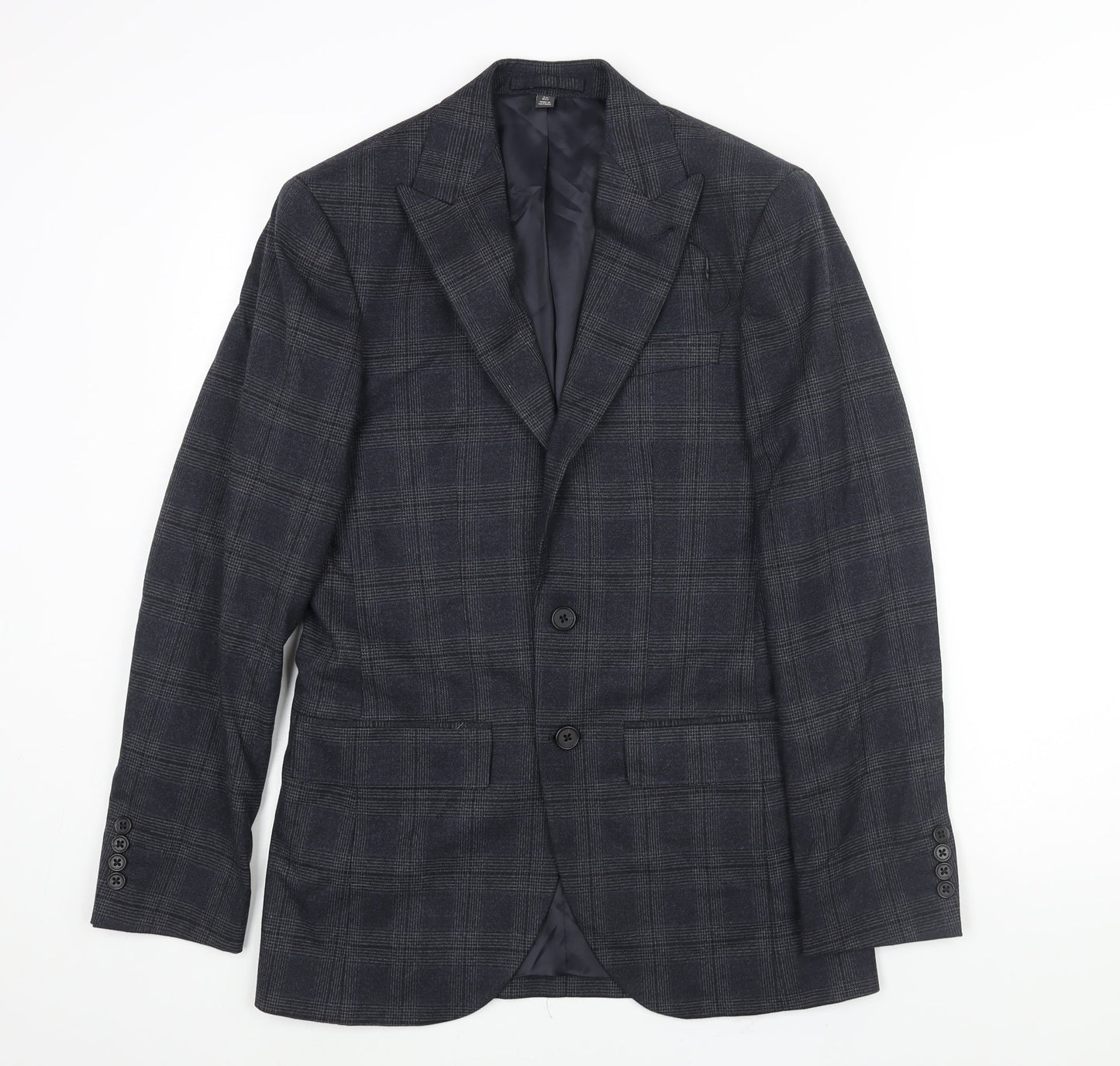 Marks and Spencer Mens Blue Check Polyester Jacket Suit Jacket Size 34 Regular