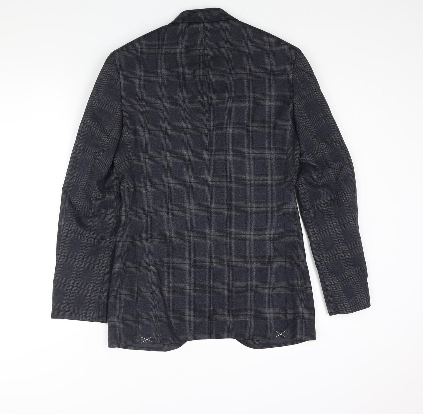 Marks and Spencer Mens Blue Check Polyester Jacket Suit Jacket Size 34 Regular
