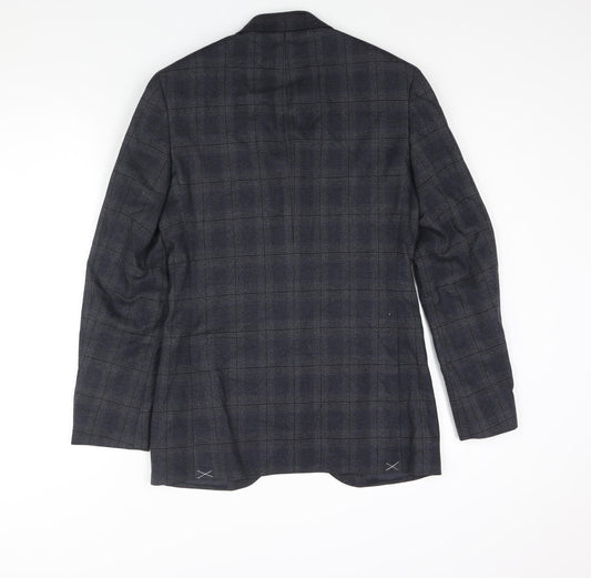 Marks and Spencer Mens Blue Check Polyester Jacket Suit Jacket Size 34 Regular