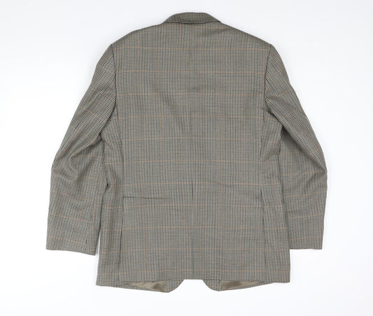 Laurie Hopkins Mens Brown Herringbone Wool Jacket Blazer Size 38 Regular
