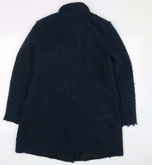 Debenhams Womens Blue Overcoat Coat Size 12 Button - Pockets