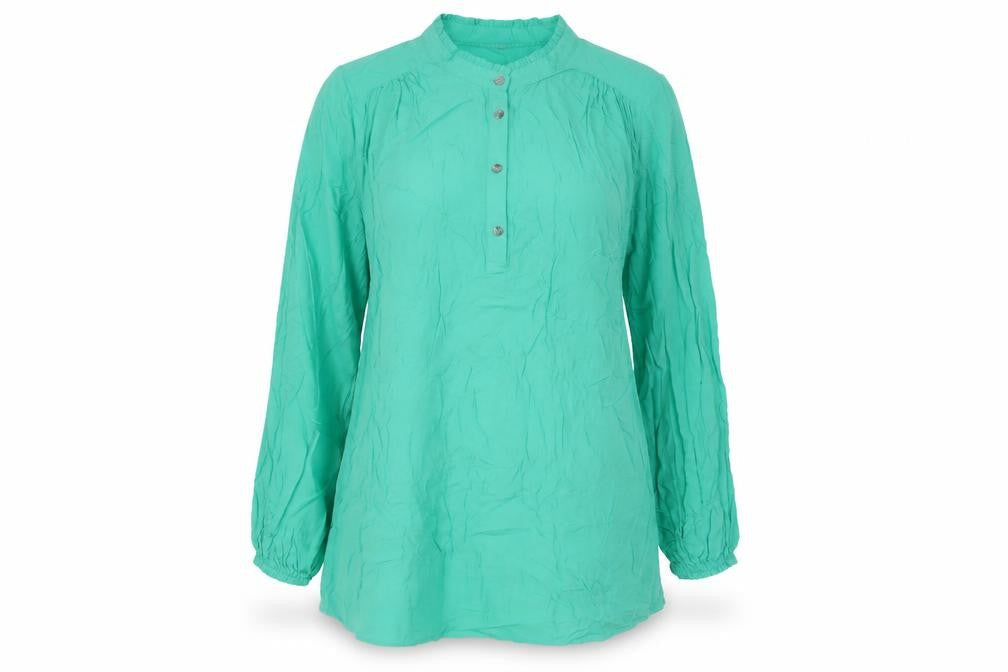 Marks and Spencer Womens Green Viscose Basic Blouse Size 10 V-Neck - Pleated