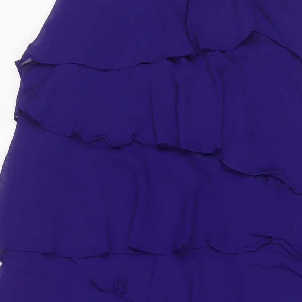 Monsoon Womens Purple Silk A-Line Size 14 Boat Neck Zip