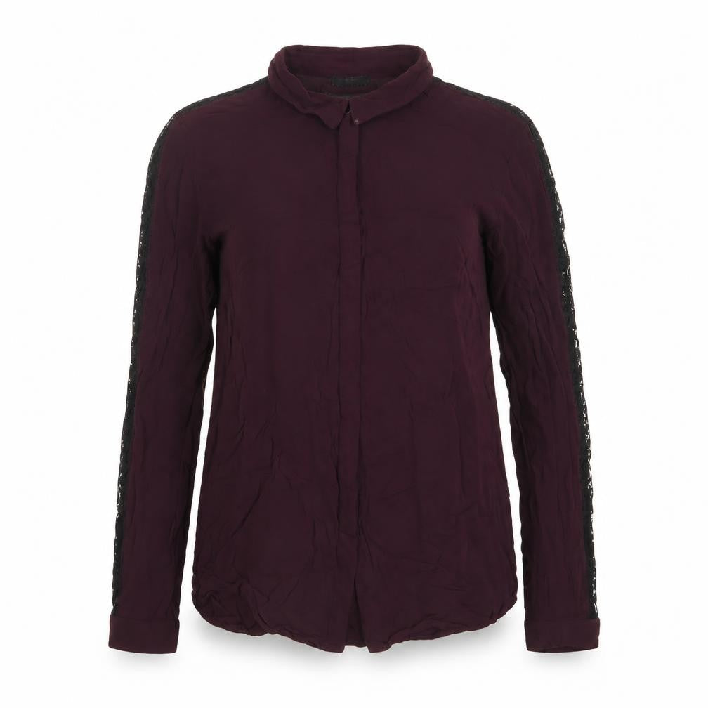 IKKS Womens Purple Viscose Basic Button-Up Size 6 Collared - Lace
