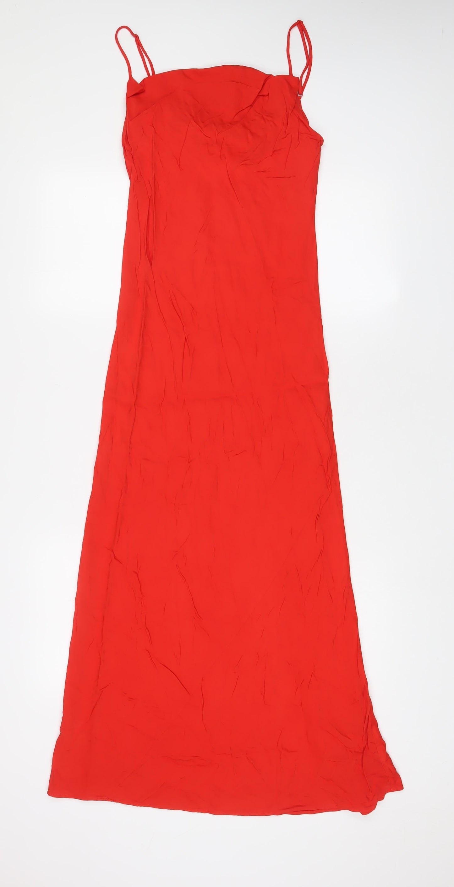 Zara Womens Red Viscose A-Line Size XS Square Neck Pullover