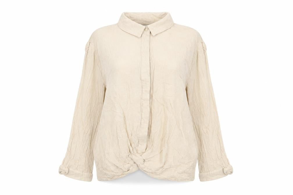 Womens UK Size S VERO MODA Beige Linen Button-Up