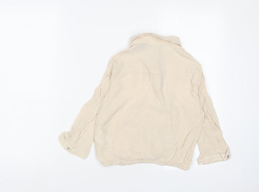 VERO MODA Womens Beige Linen Basic Button-Up Size S Collared