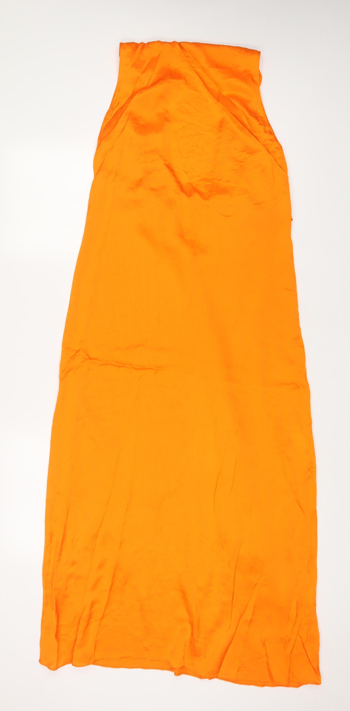 Zara Womens Orange Viscose A-Line Size XS Cowl Neck Tie