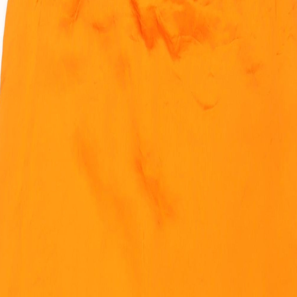 Zara Womens Orange Viscose A-Line Size XS Cowl Neck Tie