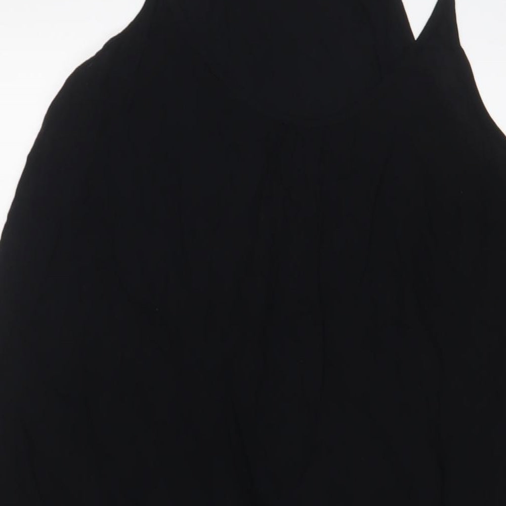 Marks and Spencer Womens Black Viscose A-Line Size 12 Scoop Neck Pullover - Pleated