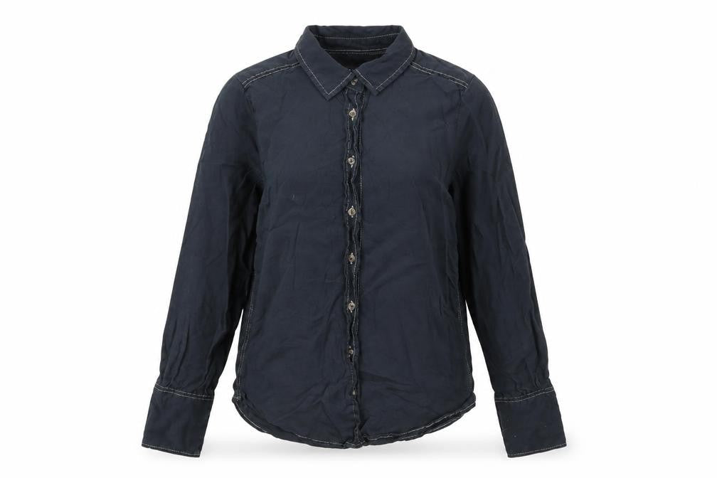 Marks and Spencer Womens Blue Viscose Basic Button-Up Size 6 Collared
