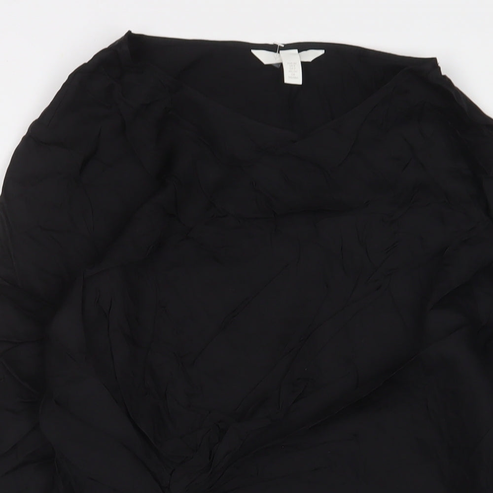 H&M Womens Black Viscose A-Line Size 8 Crew Neck Pullover - Pleated