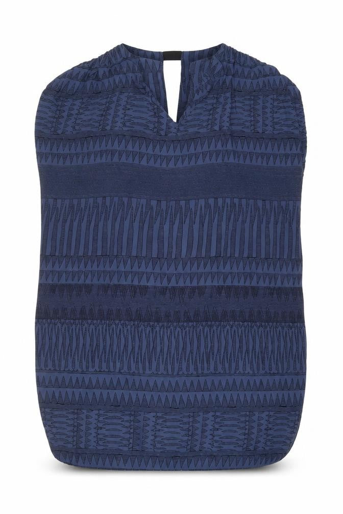 Saint Tropez Clothing Womens Blue Geometric Viscose A-Line Size L V-Neck Pullover