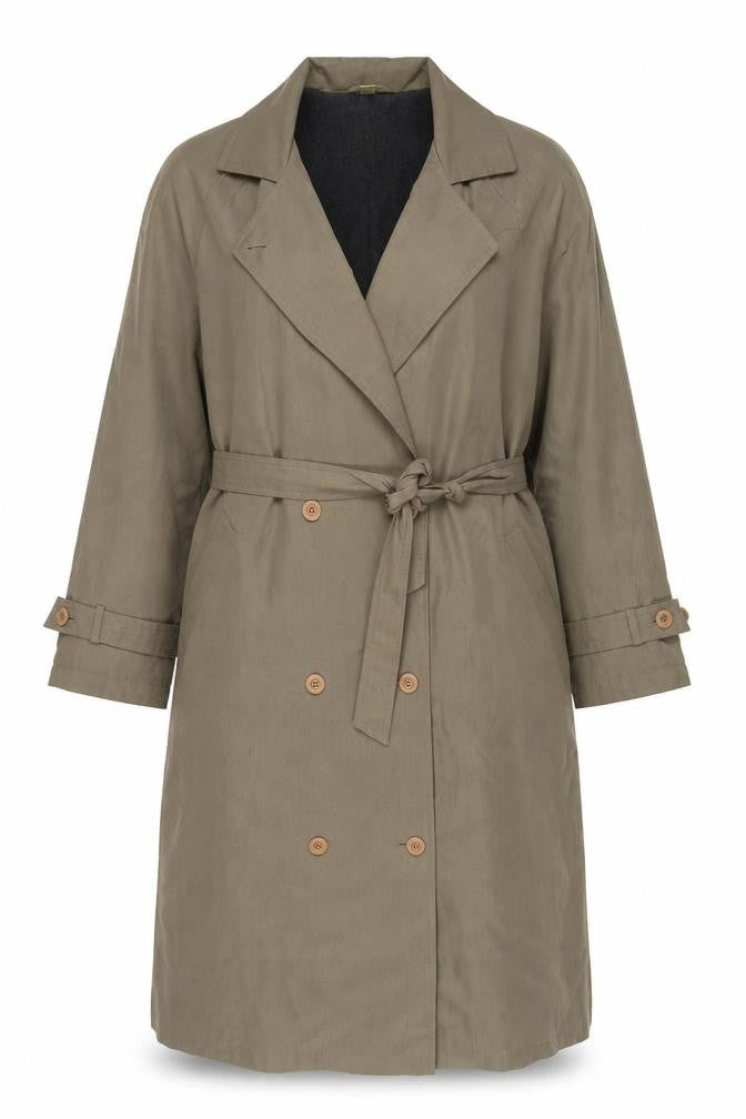 C&A Womens Green Overcoat Coat Size 12 Button - Belted