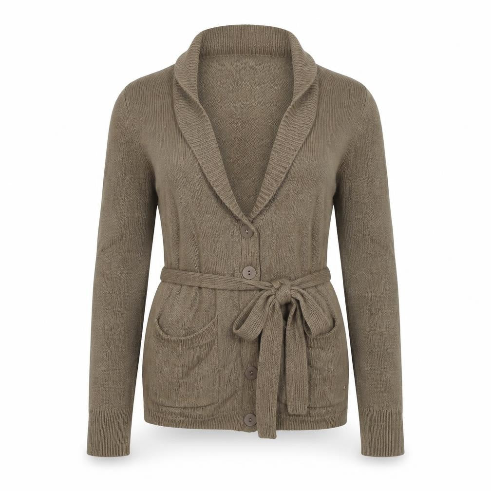 Divided by H&M Womens Brown V-Neck Acrylic Cardigan Jumper Size 8