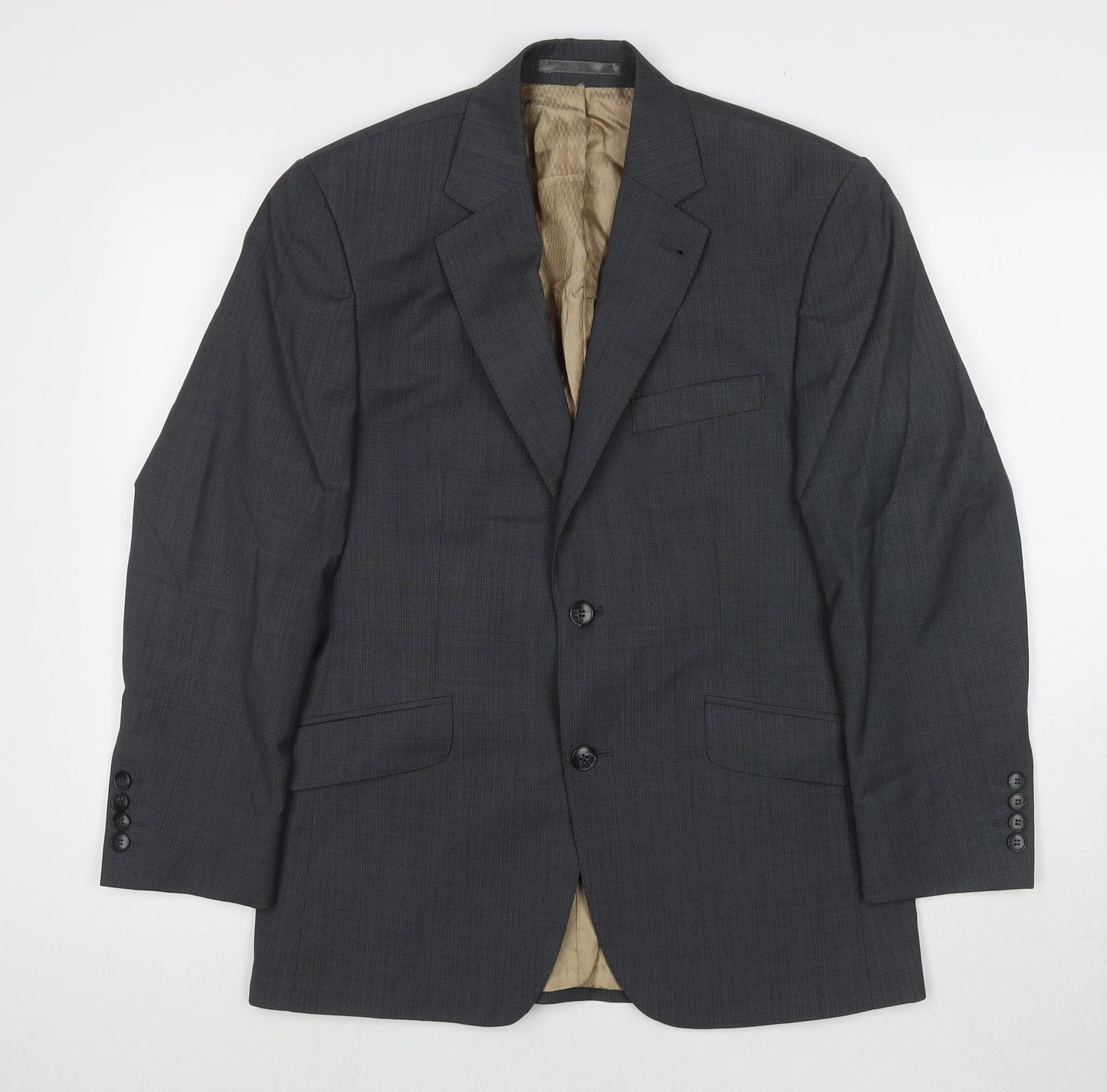 Racing Green Mens Grey Wool Jacket Blazer Size 38 Regular