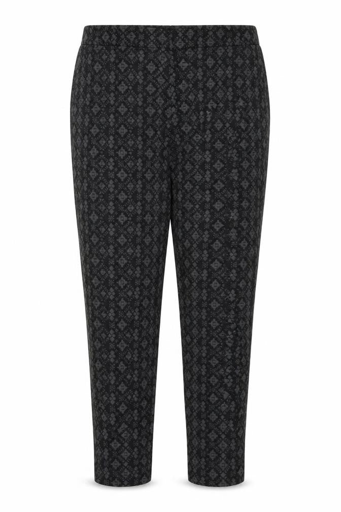 NEXT Womens Black Geometric Polyester Trousers Size 10 L27 in Regular Zip