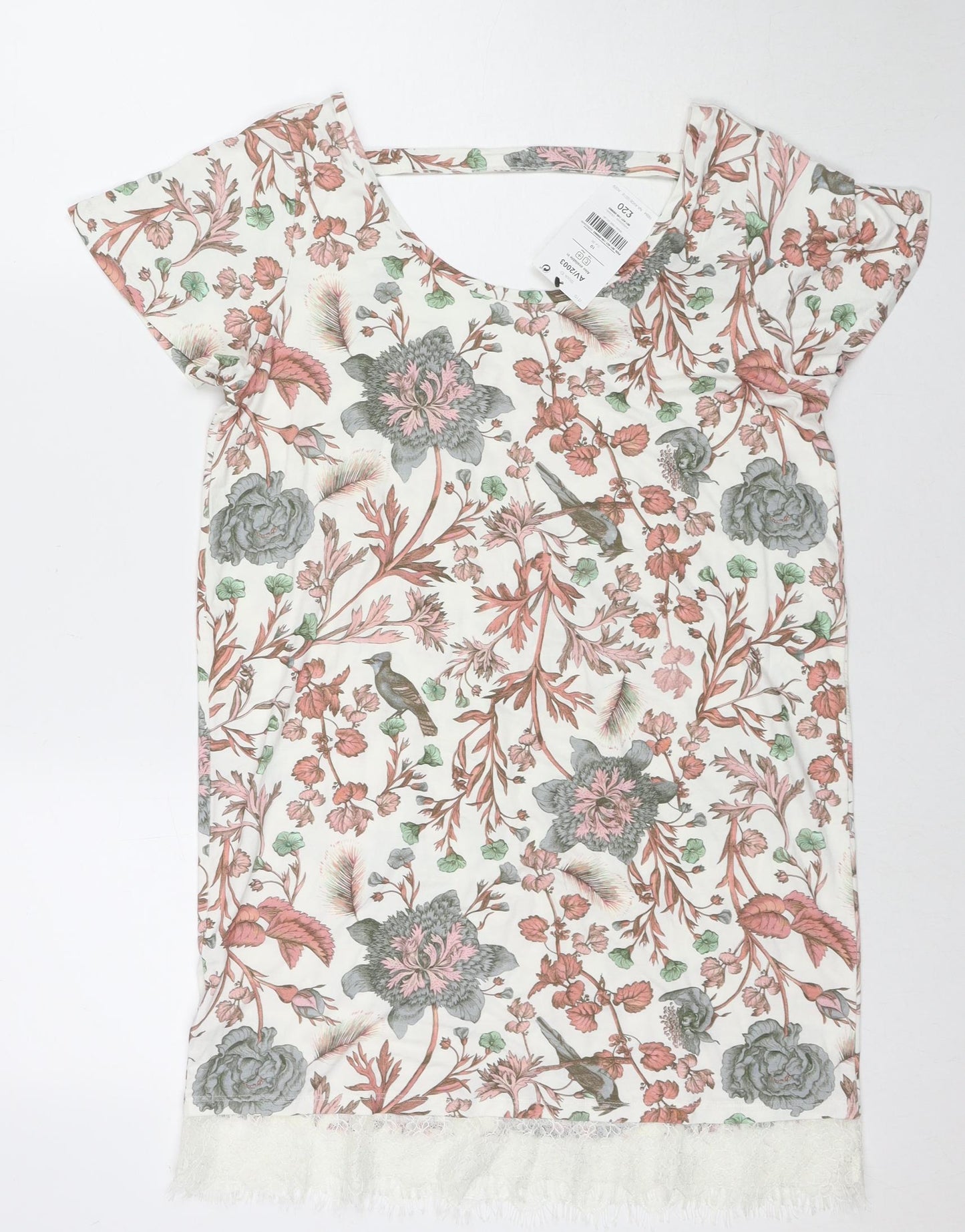 NEXT Womens Multicoloured Floral Viscose Tunic Blouse Size 10 Round Neck - Birds