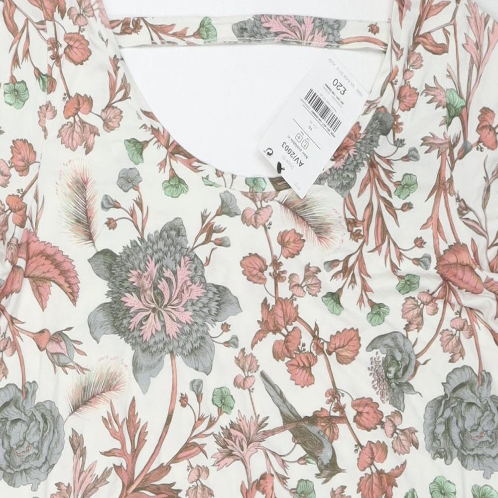 NEXT Womens Multicoloured Floral Viscose Tunic Blouse Size 10 Round Neck - Birds