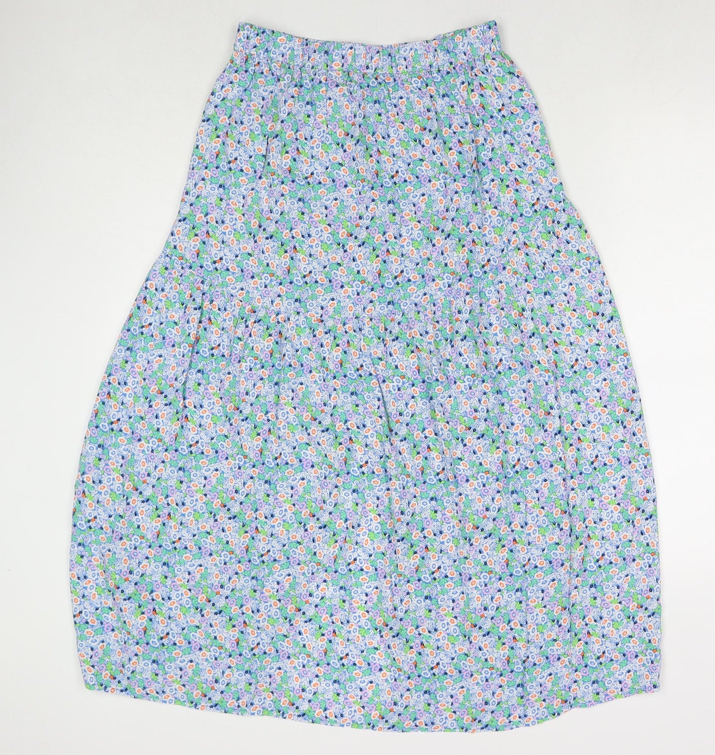 Marks and Spencer Womens Multicoloured Floral Viscose A-Line Skirt Size 8 - Side Slit(s)