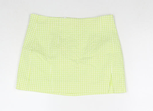 Zara Womens Green Polyester Mini Skirt Size M Zip