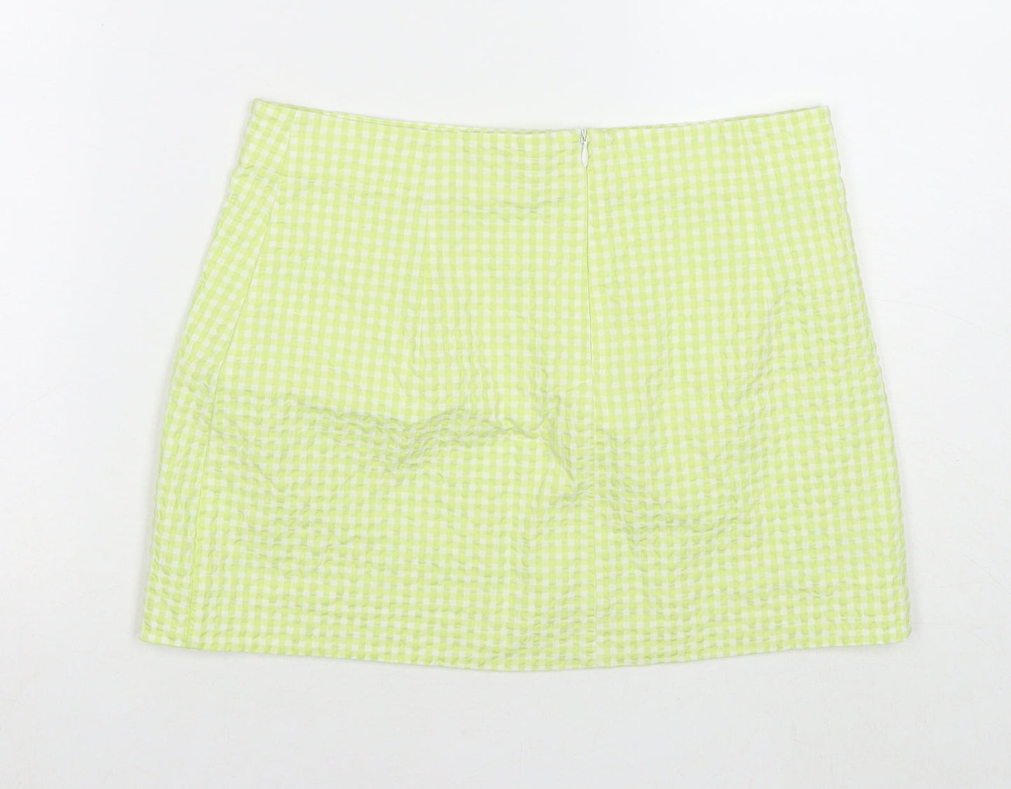 Zara Womens Green Polyester Mini Skirt Size M Zip